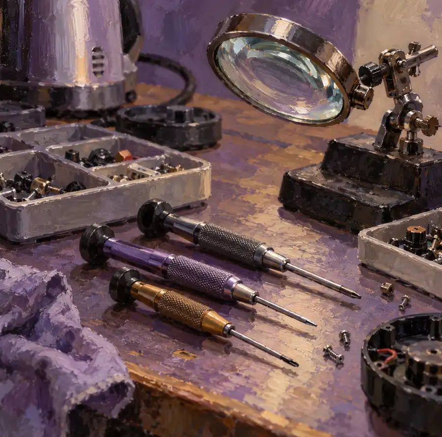 Illustration of repair businesses equipment and workspace