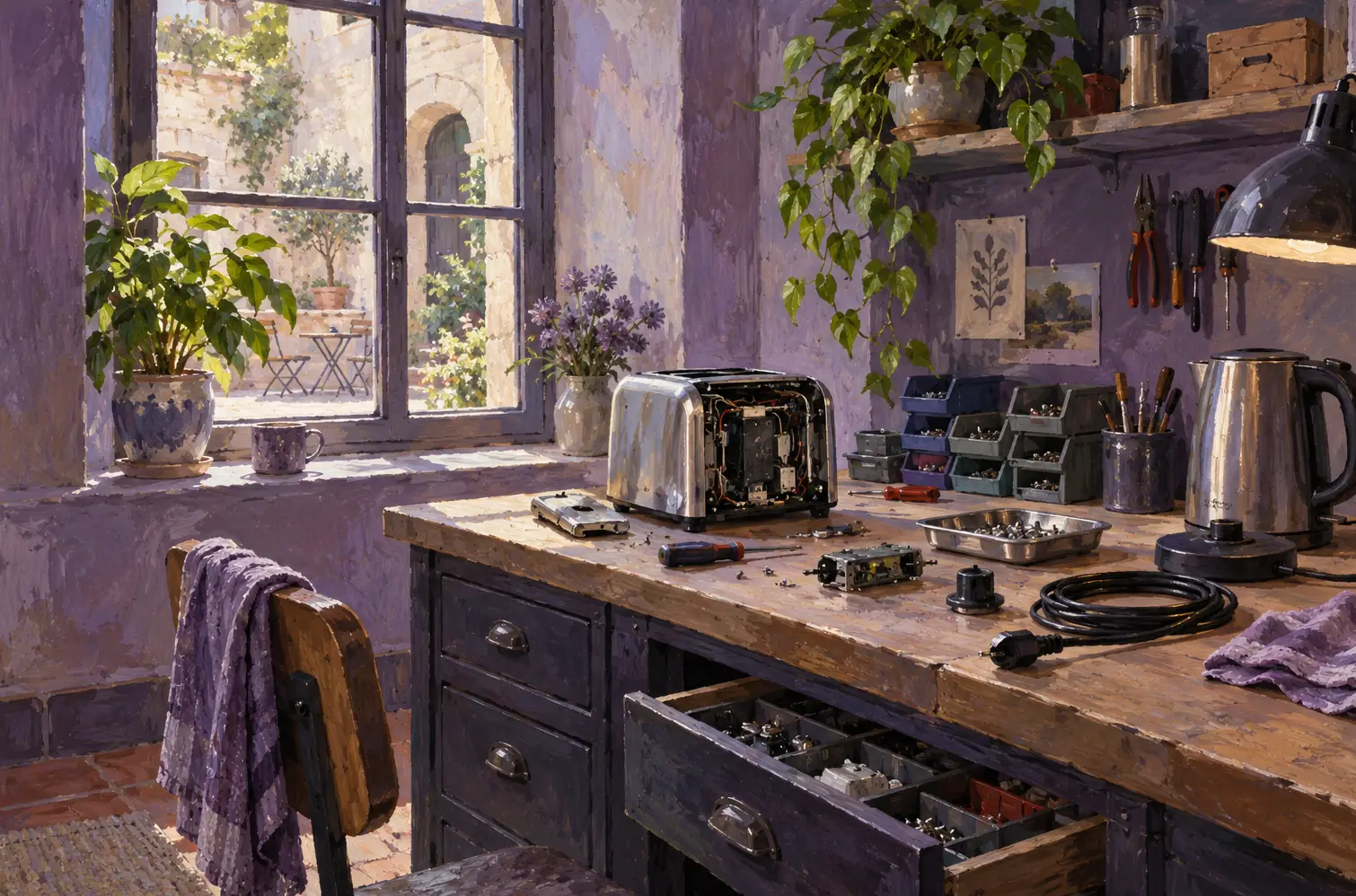 Illustration of repair businesses and their working space