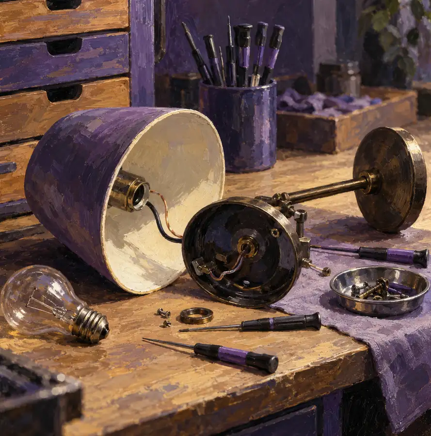 Illustration of repair businesses equipment and workspace